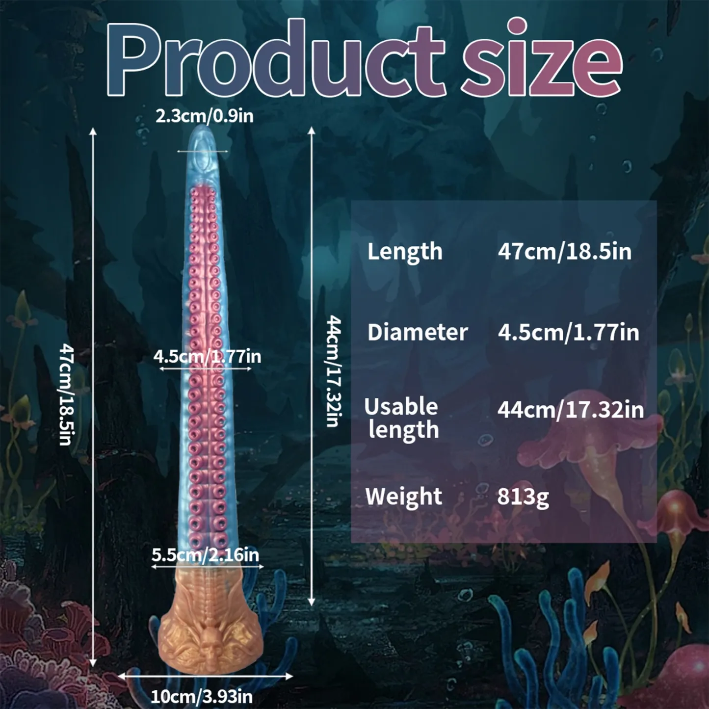 Blauer Tentakel Dildo Mit Saugnapf 47cm