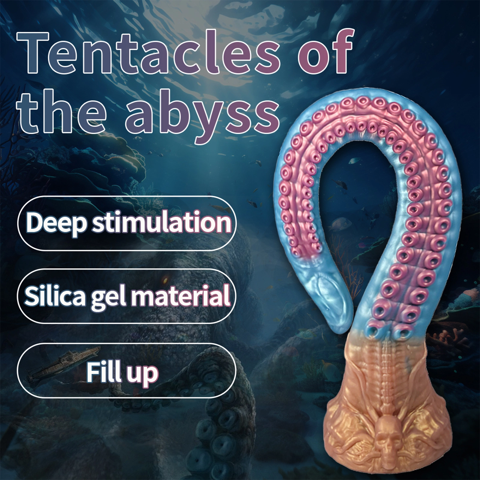 Blauer Tentakel Dildo Mit Saugnapf 47cm