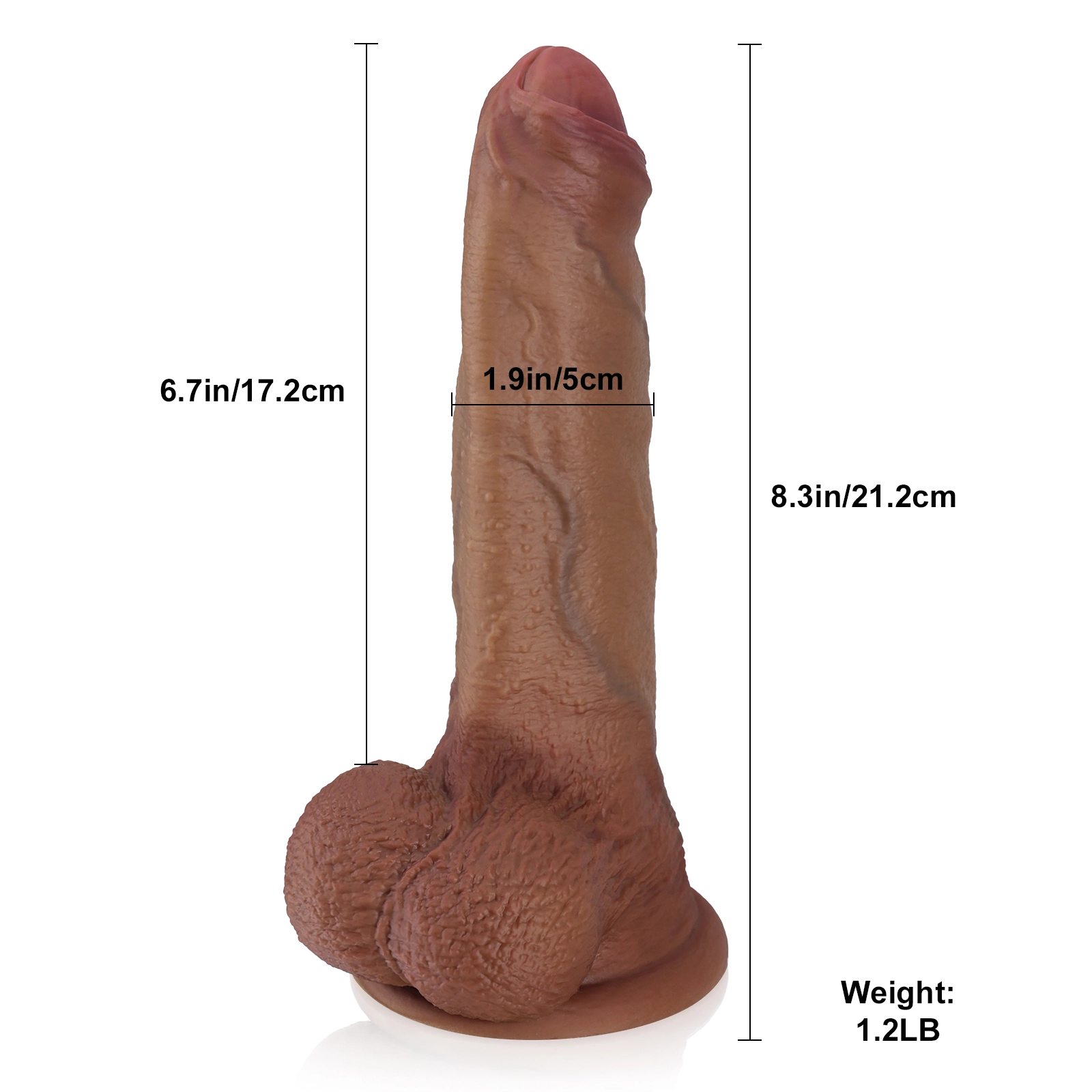 Brown Gefühlsechte Dicker Saugnapf Dildos Ball 21.2cm