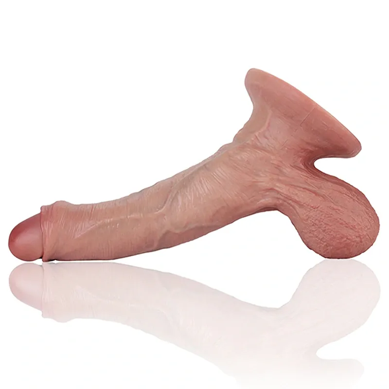 Realistischer Vorhaut Silikon Dildo Mit Großen Hoden - 21 cm 