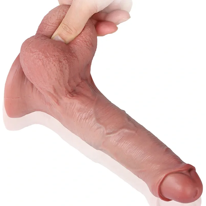 Realistischer Vorhaut Silikon Dildo Mit Großen Hoden - 21 cm 