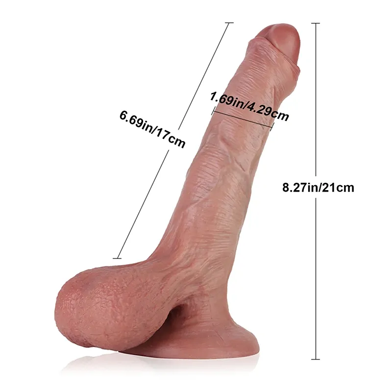 Realistischer Vorhaut Silikon Dildo Mit Großen Hoden - 21 cm 