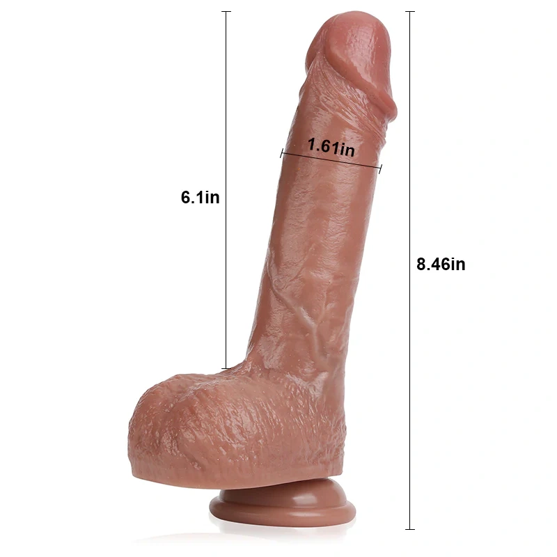 Real Silikon Dildo Mit gleitender Haut & Hoden - 21.5 cm