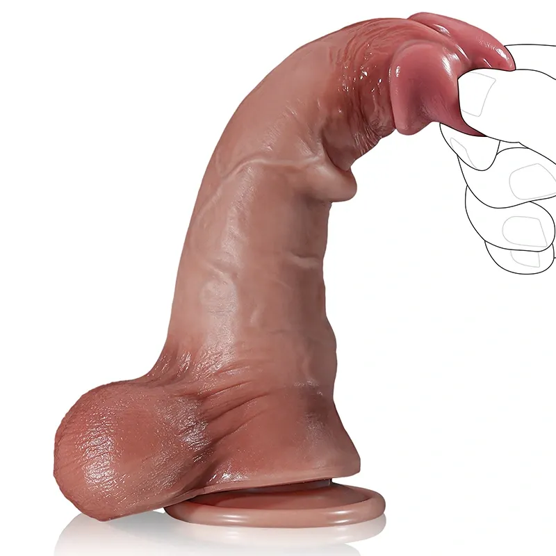 Realistic Silikon Dildo Mit Gleitender Haut -  21,5 cm