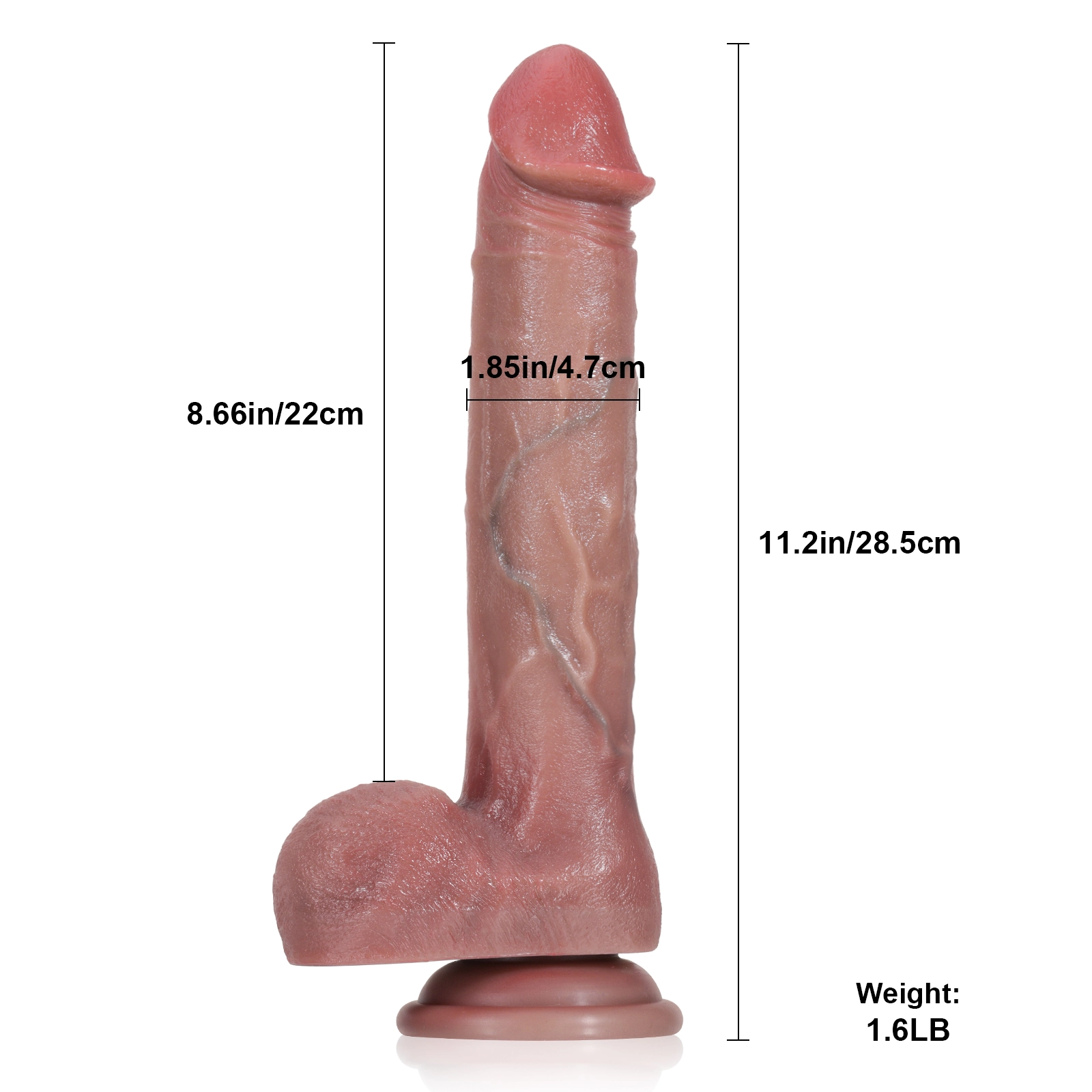 Gefühlsechter Lange Vibrator Silicone Dildo Mit Saugknopf 28.5cm