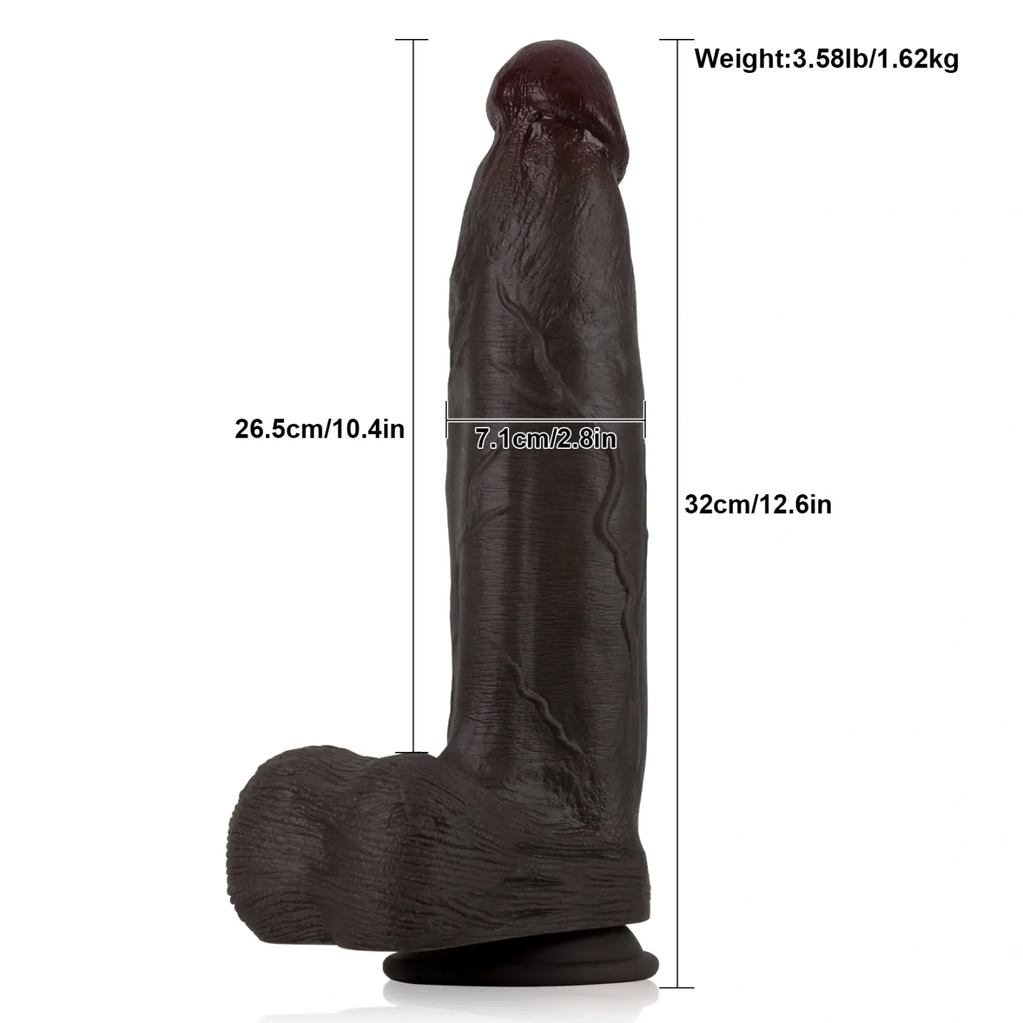Gefühlsechter Riesen Schwarzer Dildo Mit Saugnapf 32cm