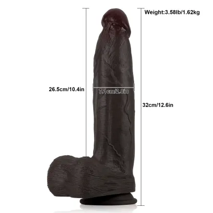 Gefühlsechter Riesen Schwarzer Dildo Mit Saugnapf 32cm