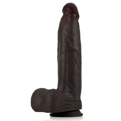 Gefühlsechter Riesen Schwarzer Dildo Mit Saugnapf 32cm