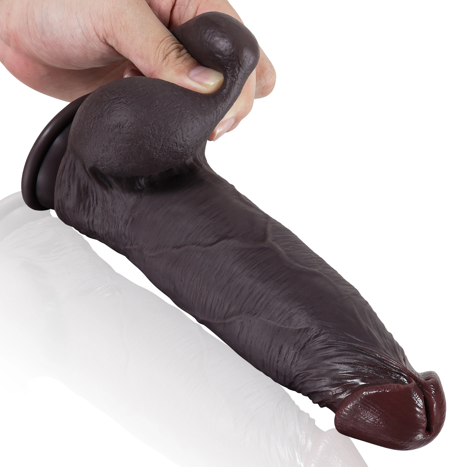 Gefühlsechter Schwarzer Große Dildo Mit Saugnapf 23.3cm