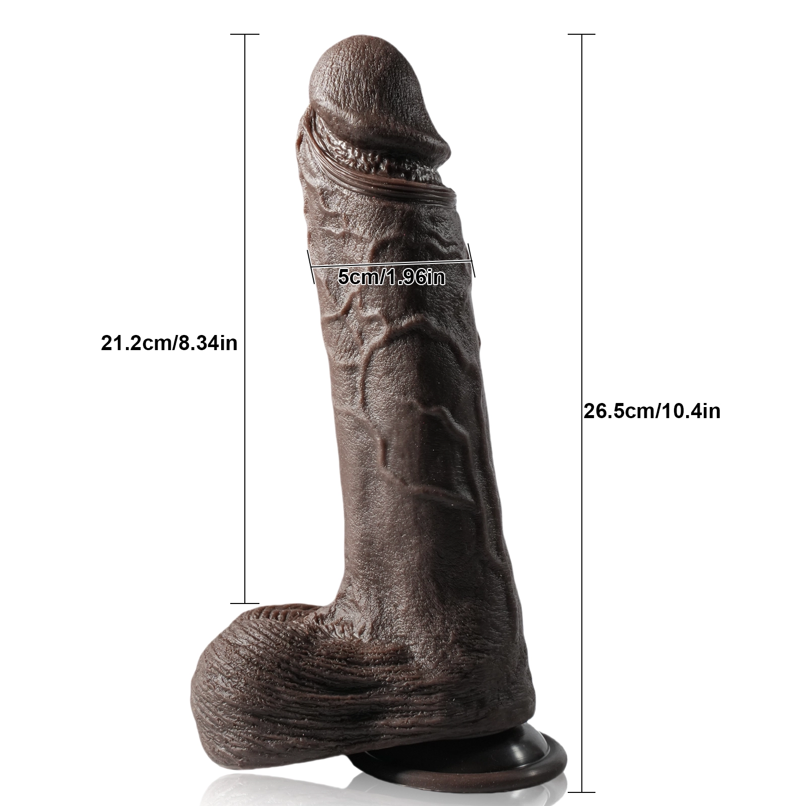 Gefühlsechter Schwarzer Silicone Dildo Saugnapf 26.5cm