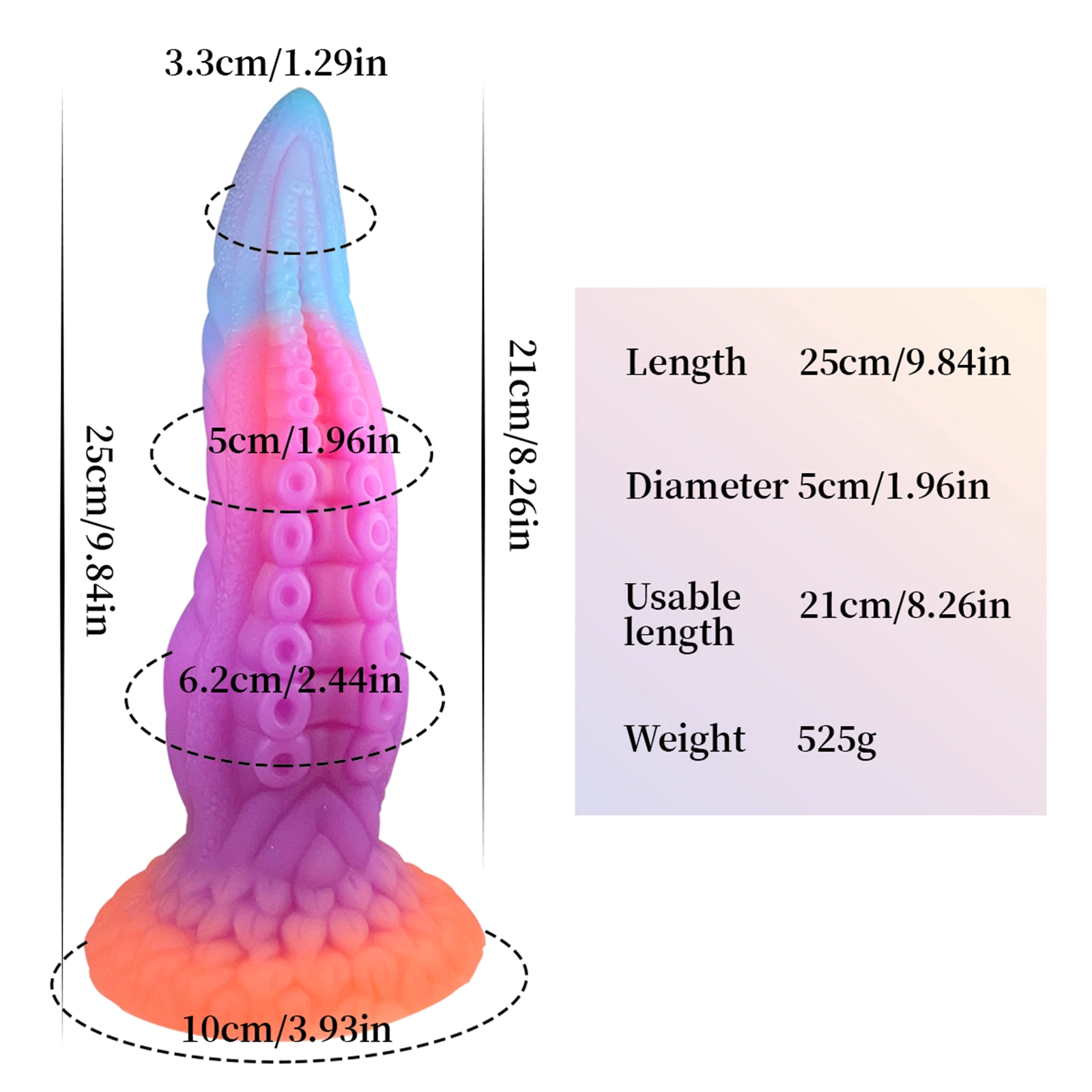 Glow In The Dark Tentakel Dildo Mit Saugnapf 25cm