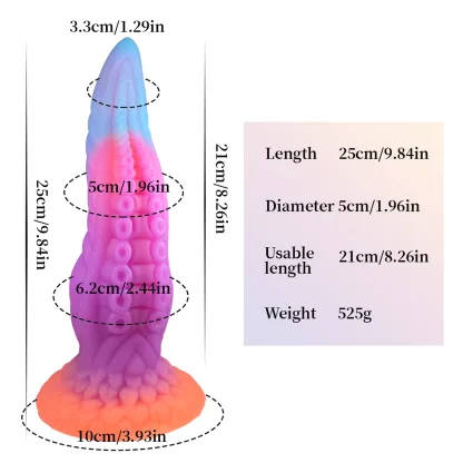 Glow In The Dark Tentakel Dildo Mit Saugnapf 25cm