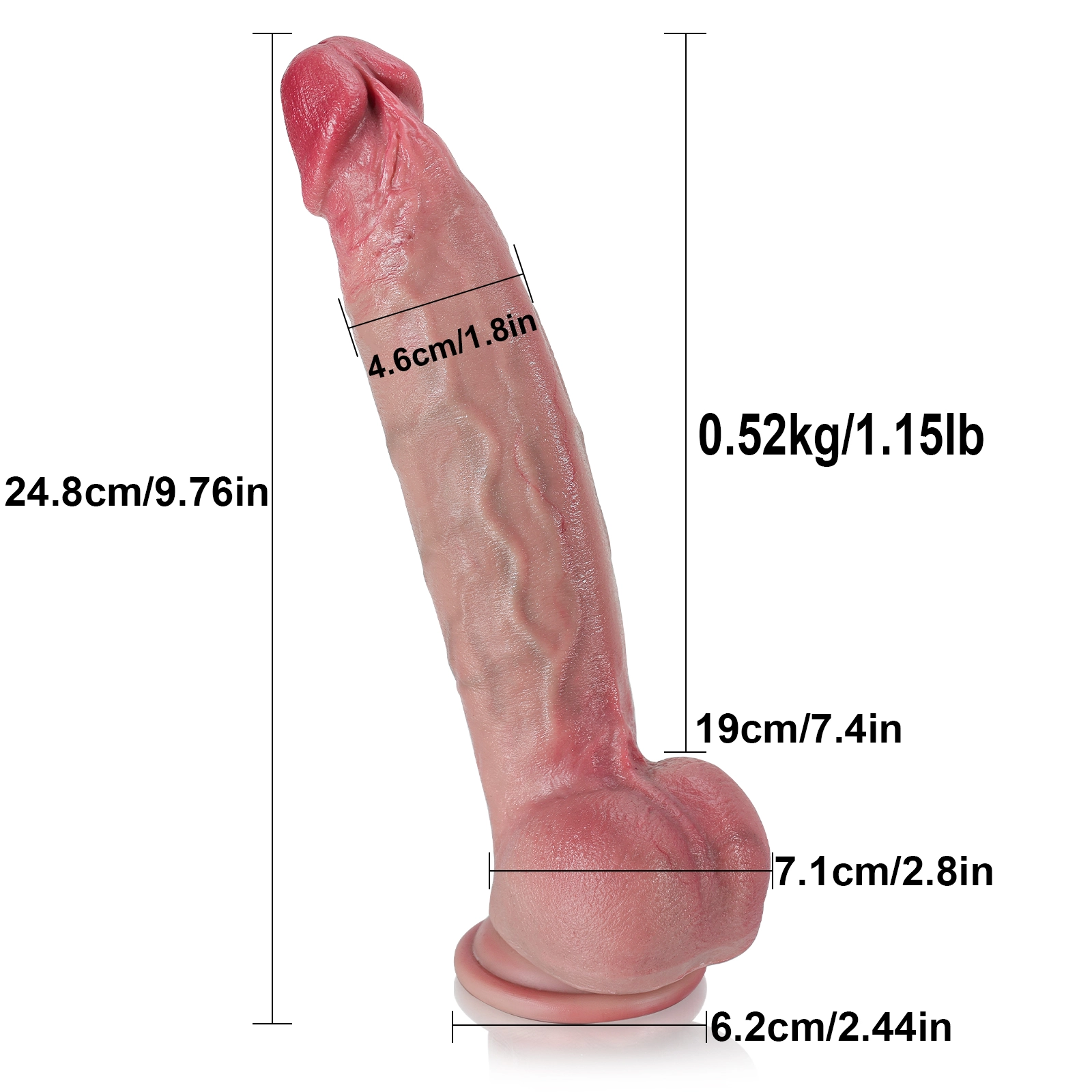 Long Gefühlsechte Suction Cup Dildo Mit Kugeln 24.8cm