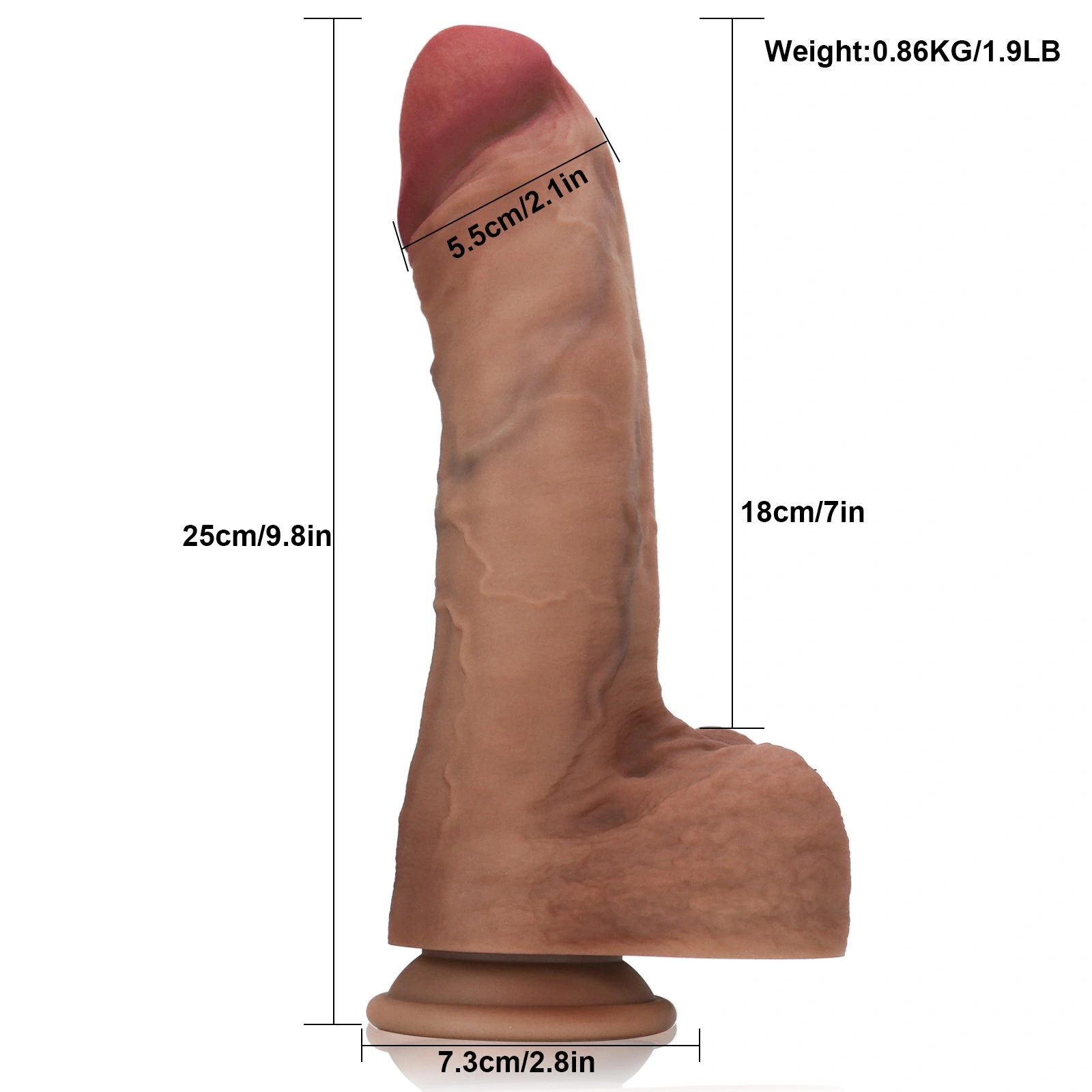 Neue Brown Lange Saugnapf Dildo Lebensecht 25cm