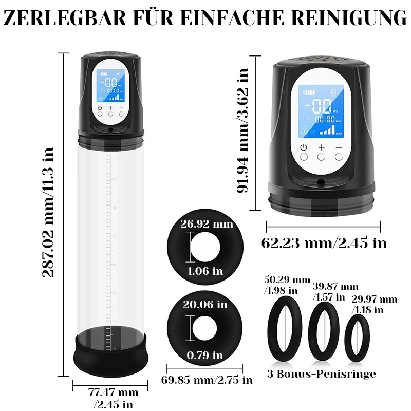 Elektrische Penispumpe mit manuell einstellbarer Steuerung