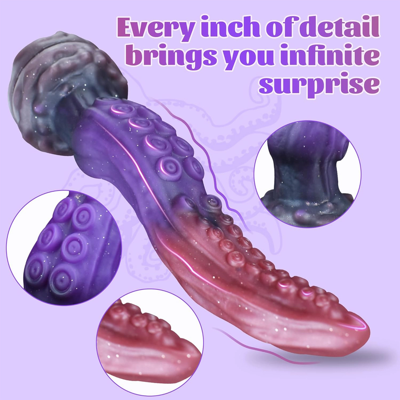 Pinke Purple Silicone Tentakel Dildos Saugnapf 25.4cm