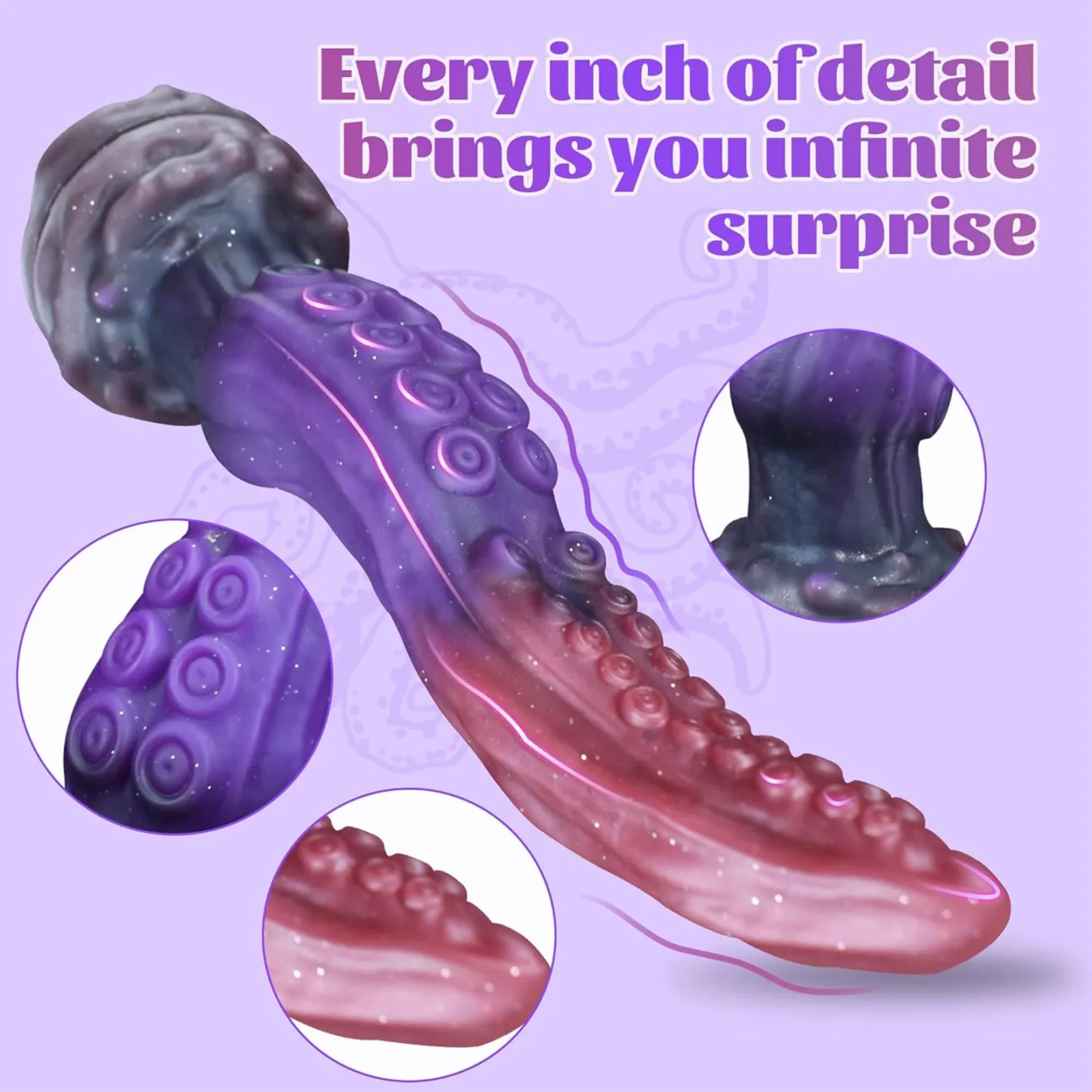 Pinke Purple Silicone Tentakel Dildos Saugnapf 25.4cm
