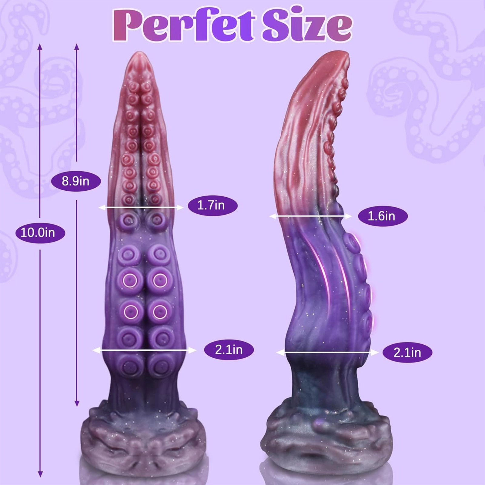 Pinke Purple Silicone Tentakel Dildos Saugnapf 25.4cm