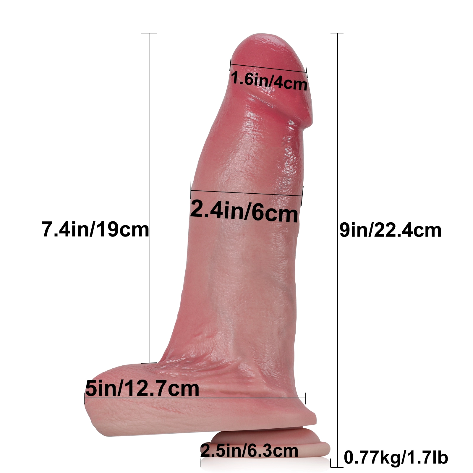 Realistic Dicker Dildo mit Stossfunktion 22.4cm