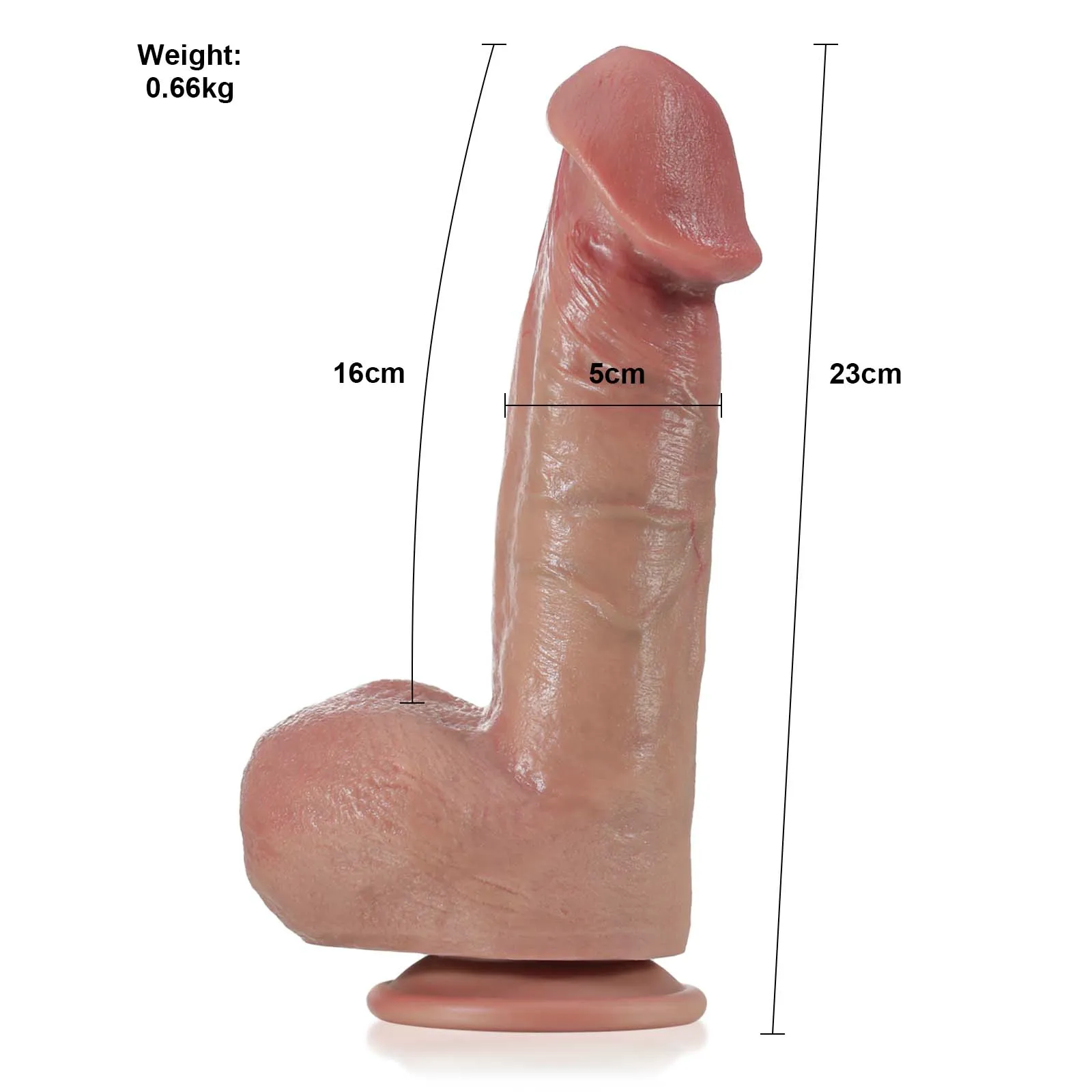 Realistic Flexible Silikon Dildo Mit Saugnapf 23cm