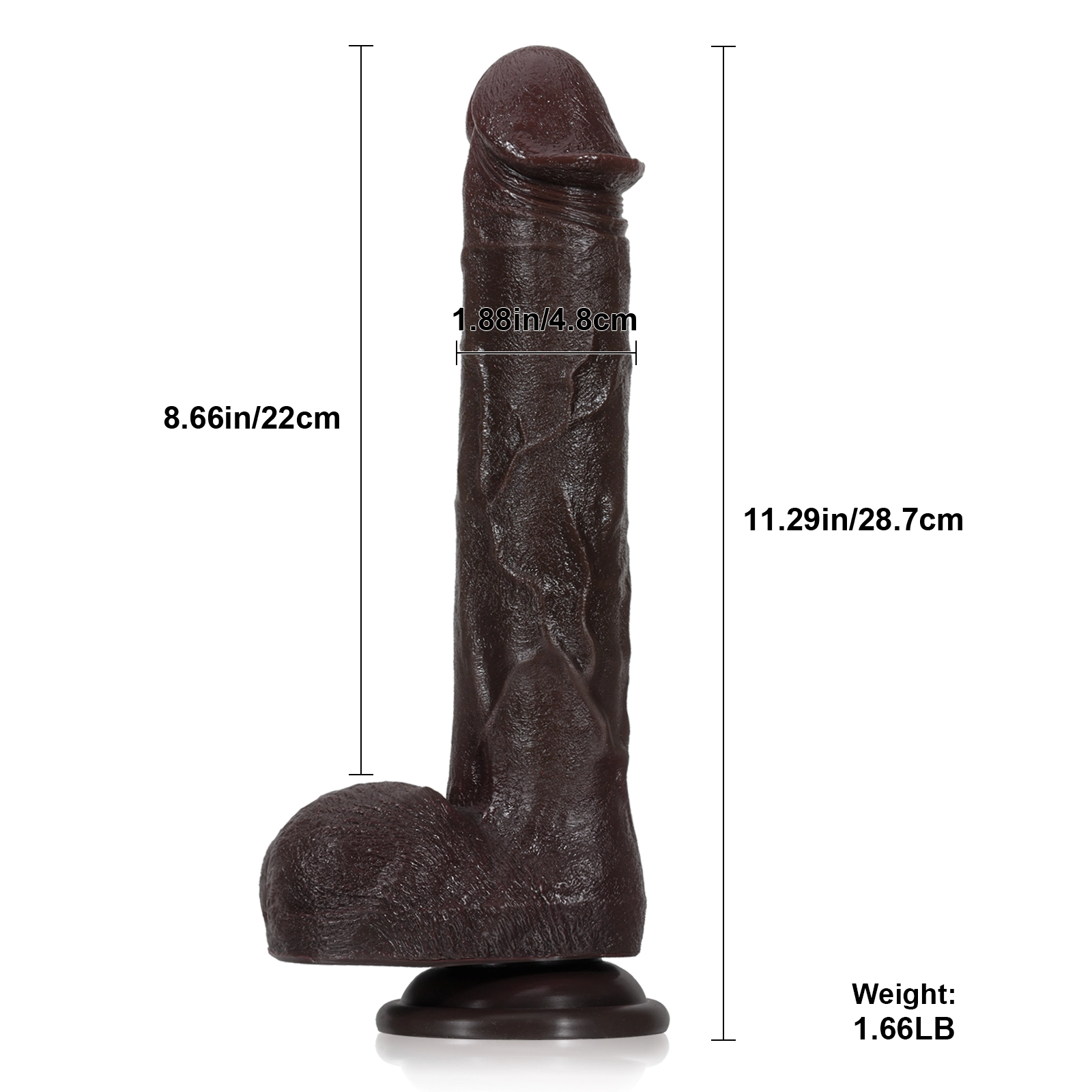 Realistic Schwarzer Long Anal Dildo Mit Vibration 28.7cm