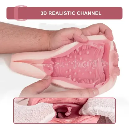 Handgehaltener Realistischer Silikon Realistischer Masturbator Mit Lebensechten Schamlippen