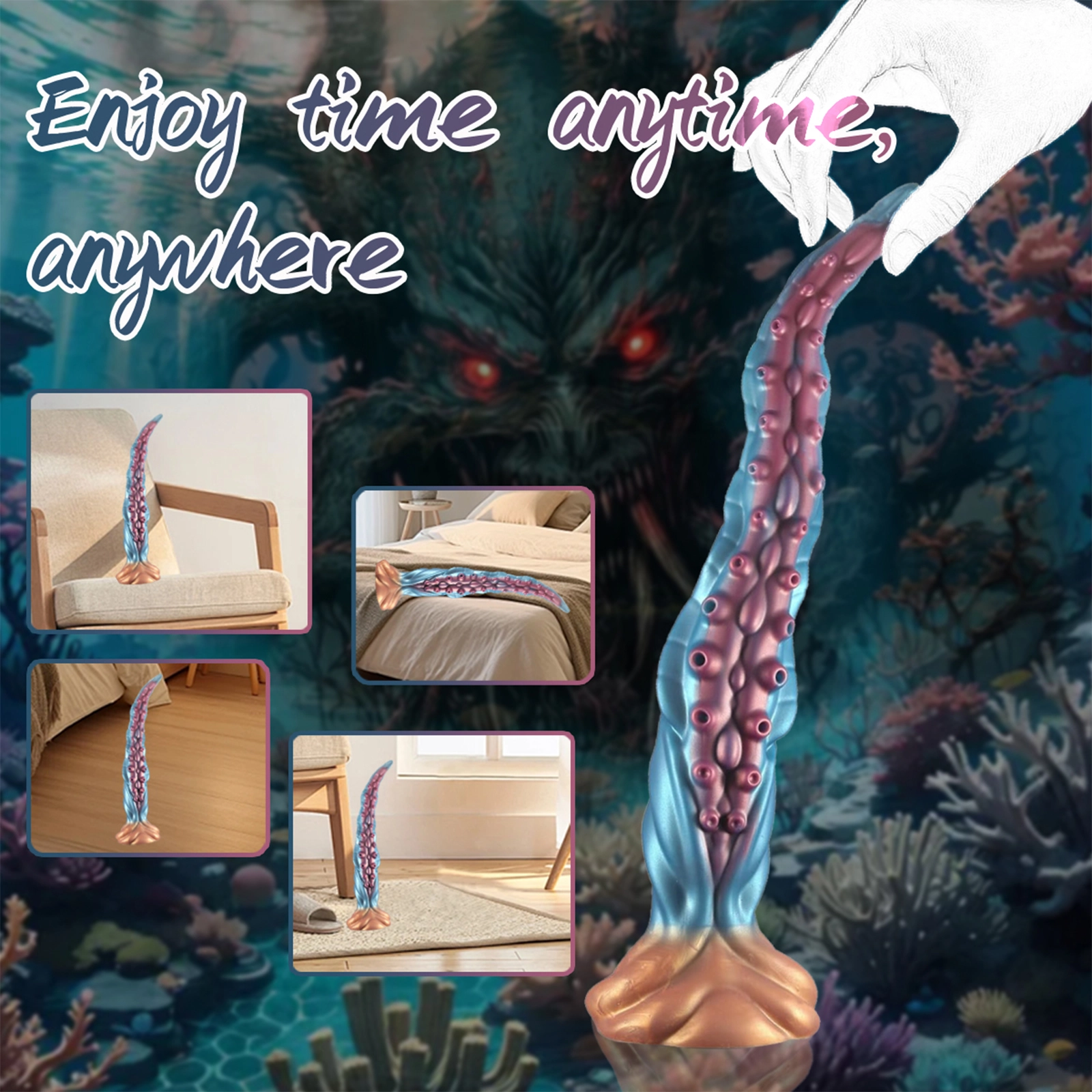 Riesen Blauer Silicone Tentakel Dildo 50cm