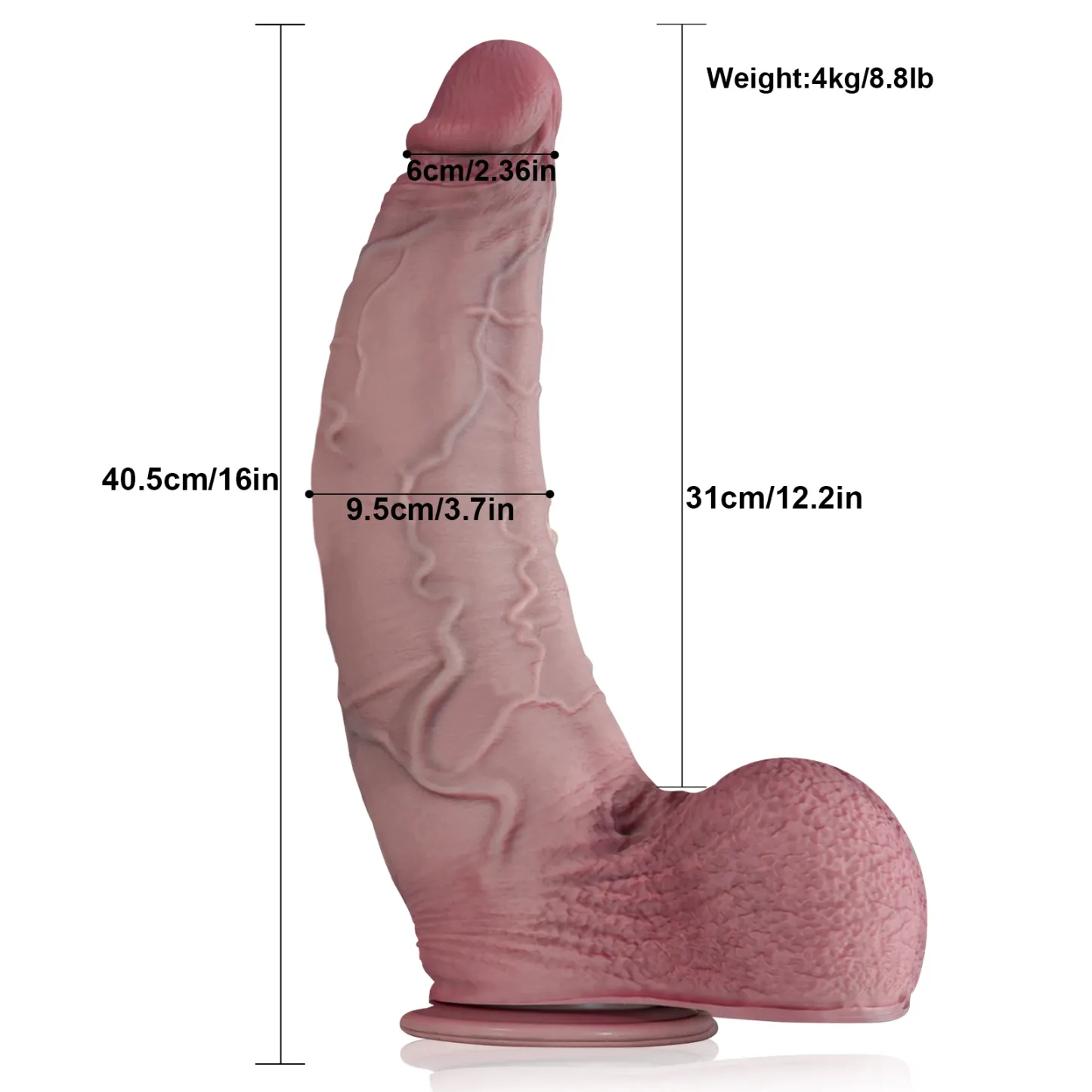 Riesen Dicker Lange Saugnapf Dildo Lebensecht 40.5cm