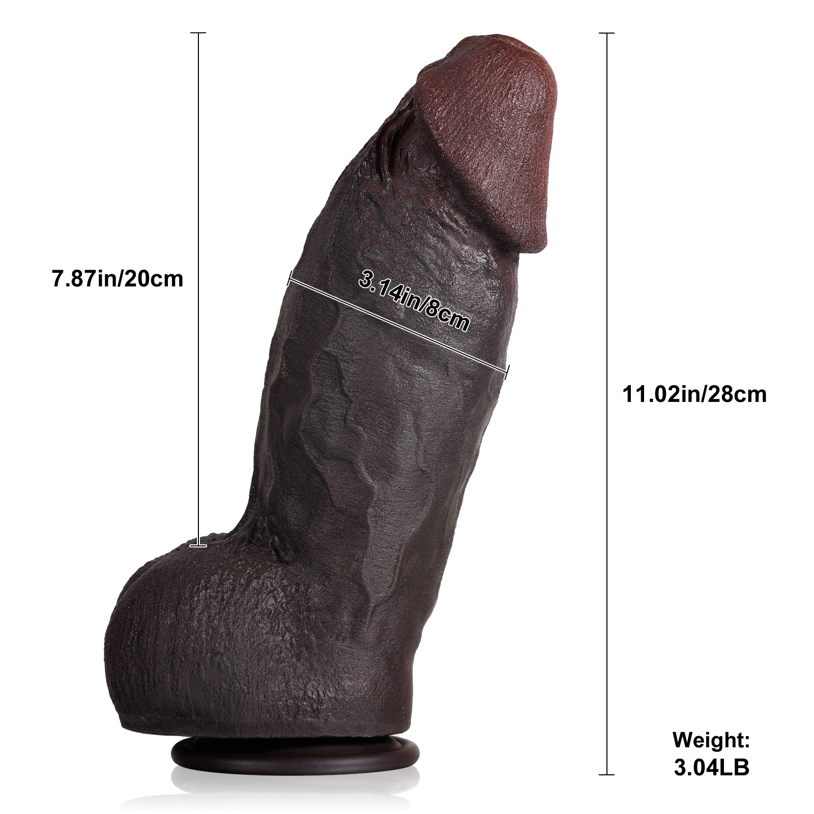 Schwarze Großer Thick Gefühlsechte Silicone Dildos 28cm