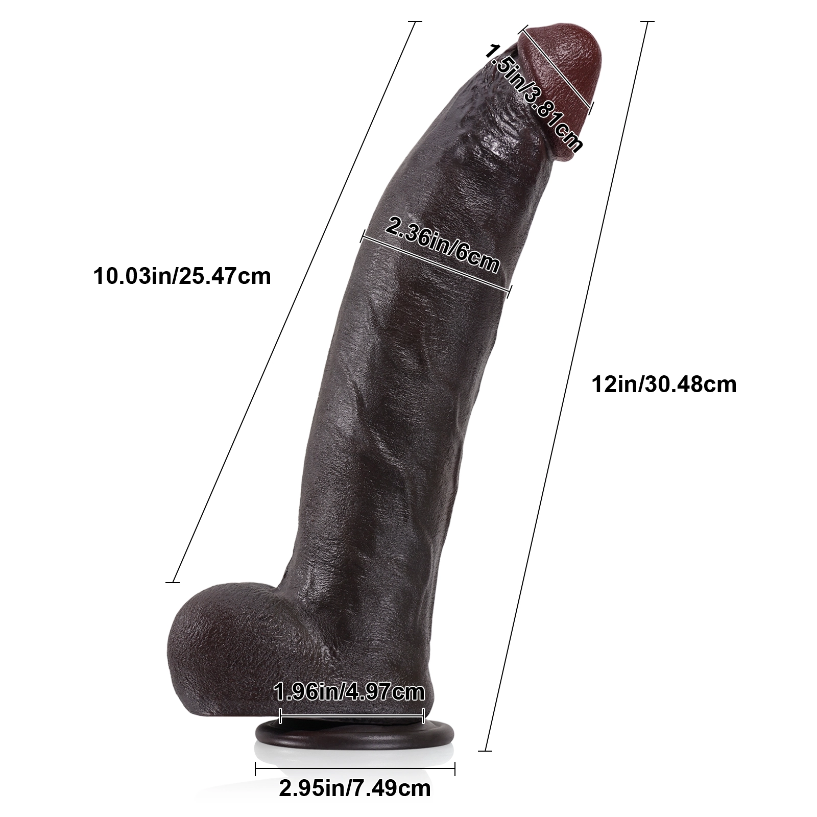 Schwarzer Riesen Saugnapf Silicone Dildo Lebensecht 30.48cm