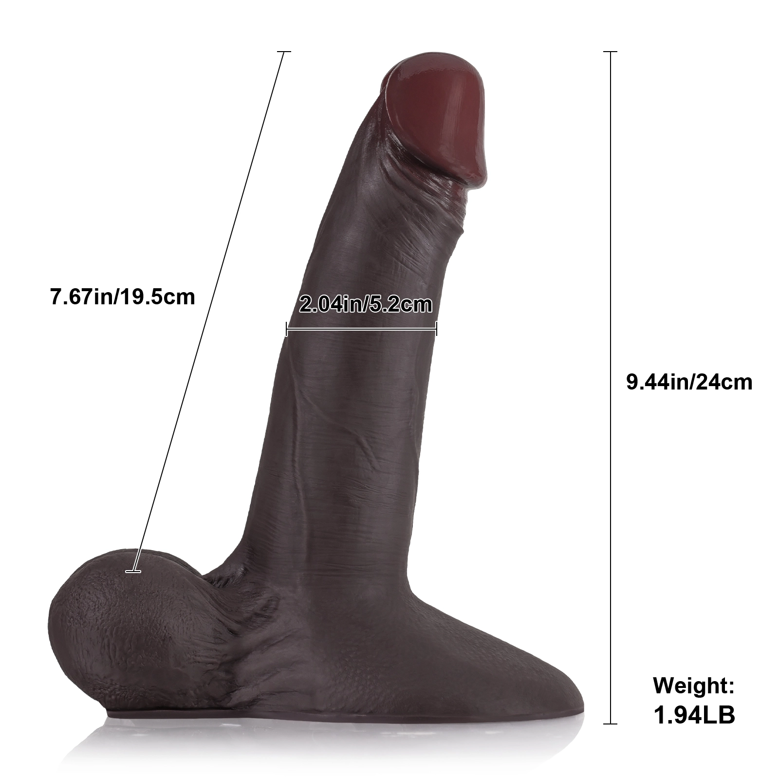 Schwarzer Silikon Für Saugnapf Dildo Mit Kugeln 24cm