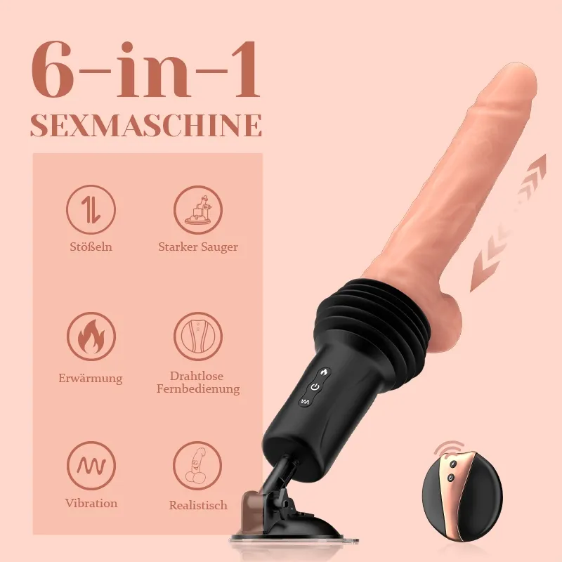 6-in-1 Stoß- und Heizungs-Sexmaschine mit Realistischem Dildo