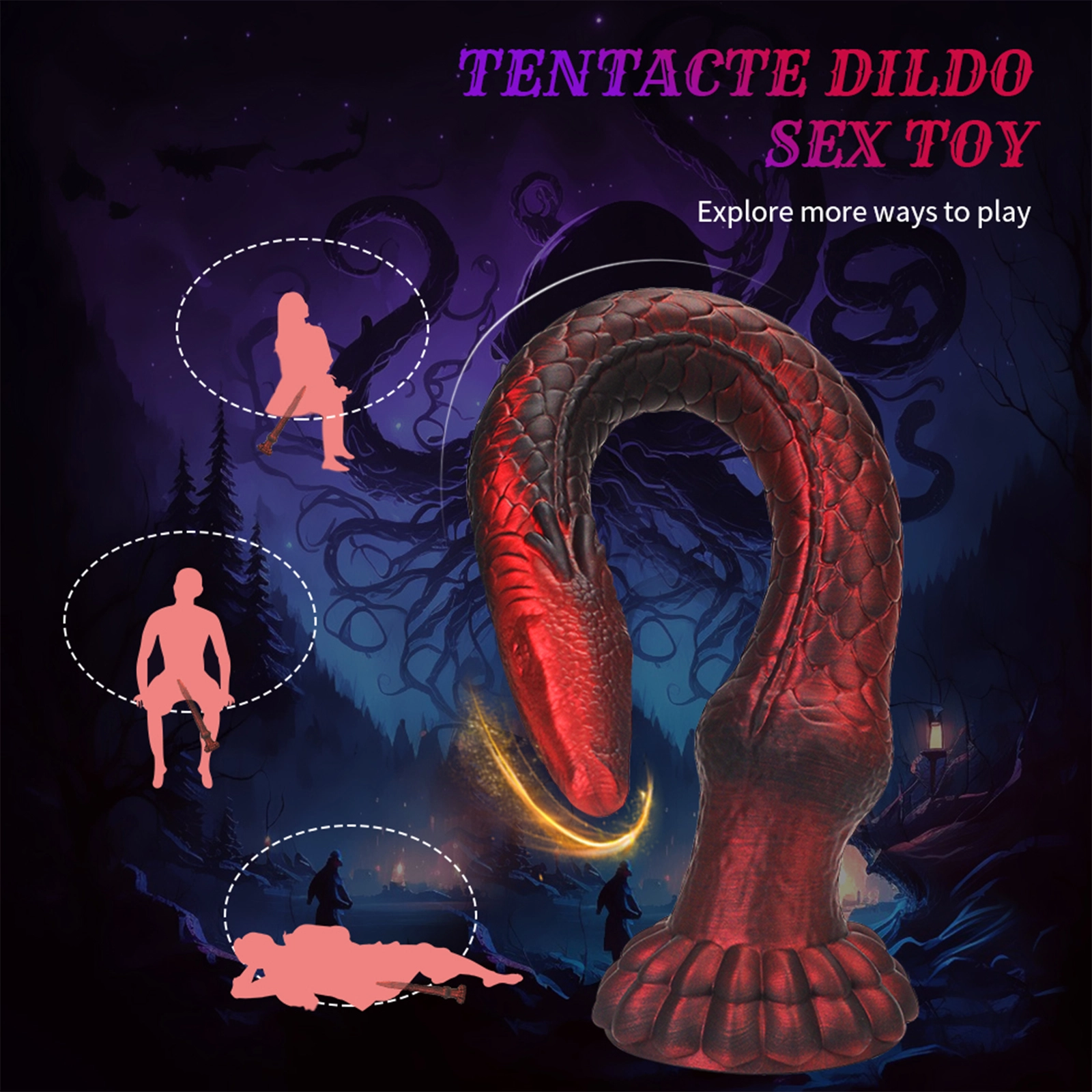 Super Soft Silikon Für Tentakel Monster Fantasie Dildo Mit Saugnapf 41.7cm