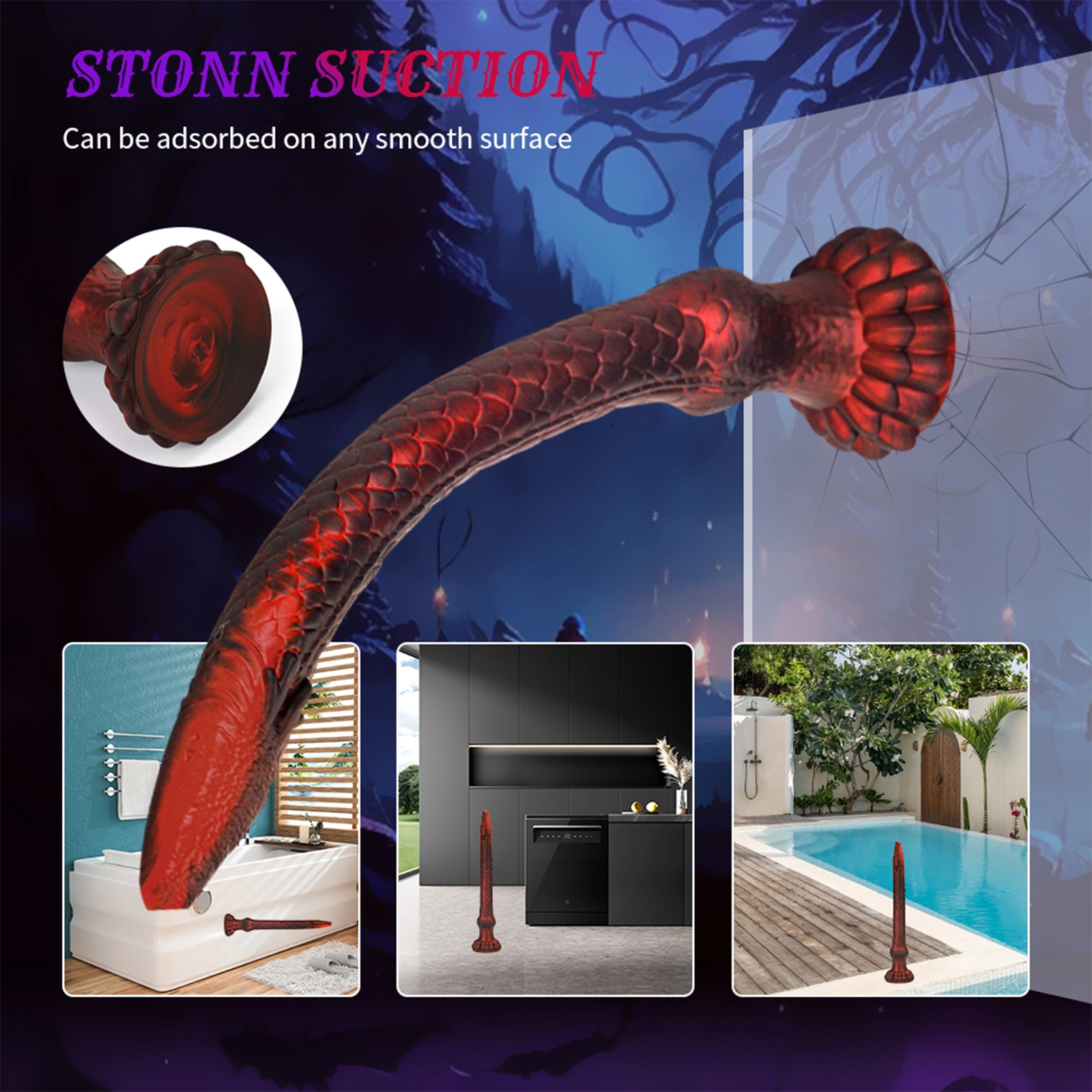 Super Soft Silikon Für Tentakel Monster Fantasie Dildo Mit Saugnapf 41.7cm
