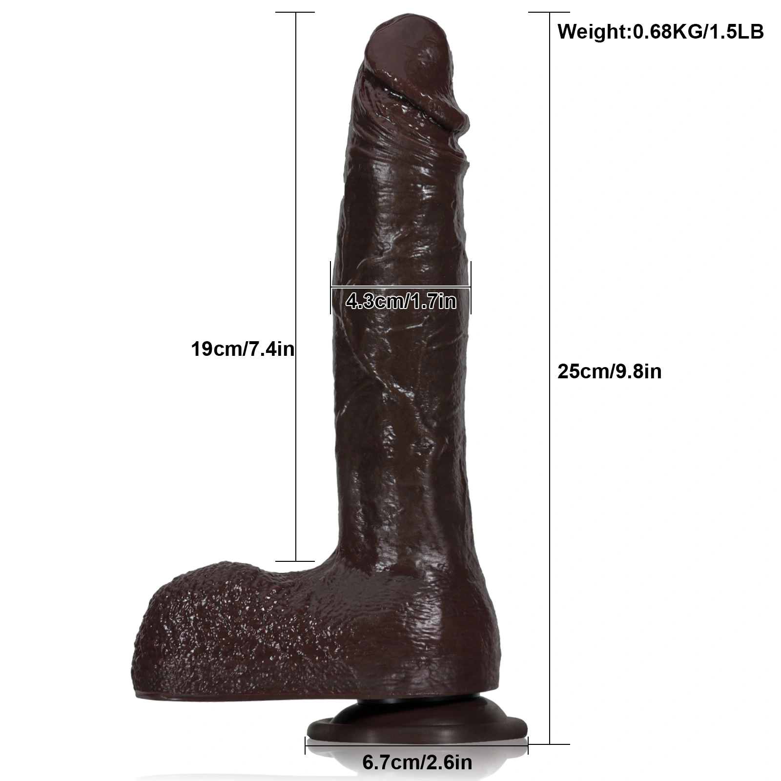 Vibrating Schwarze Silikon Für Dildos 25cm