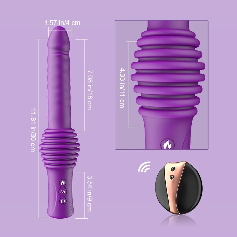 6-in-1 tragbare teleskopische Vibrations-Heizungs-Sexmaschine