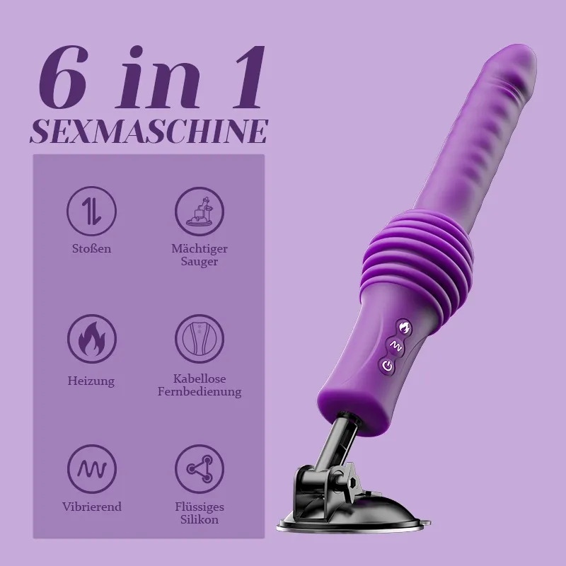 6-in-1 tragbare teleskopische Vibrations-Heizungs-Sexmaschine