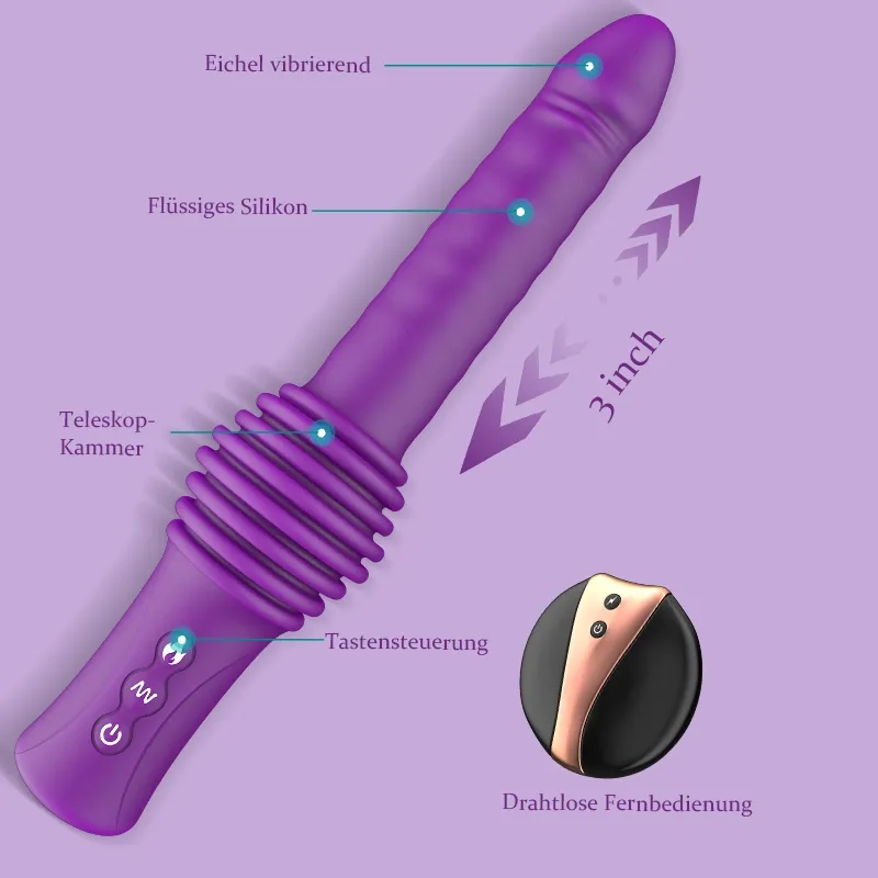 6-in-1 tragbare teleskopische Vibrations-Heizungs-Sexmaschine