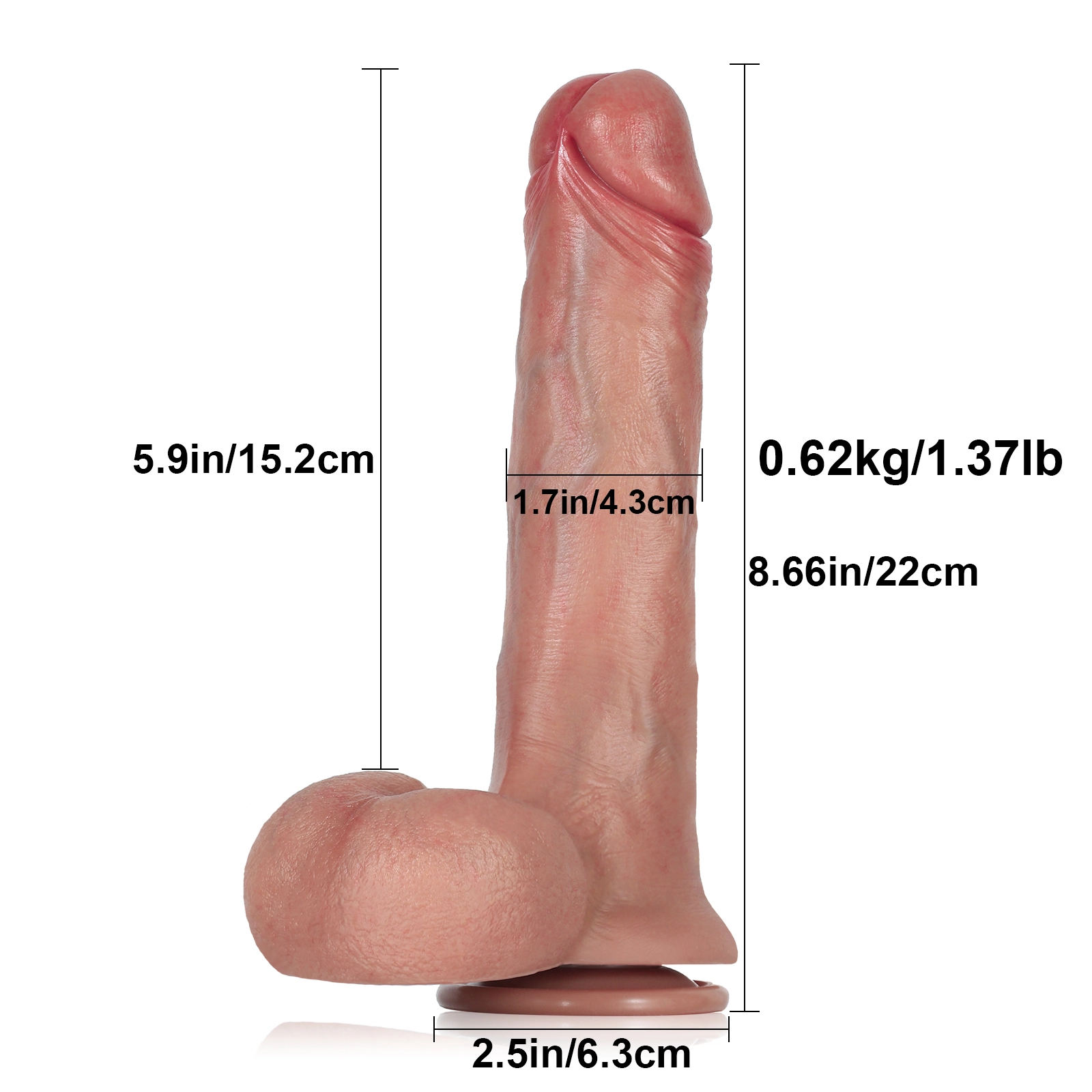 Vibrator Silicone Suction Cup Dildo Mit Stoßfunktion 22cm