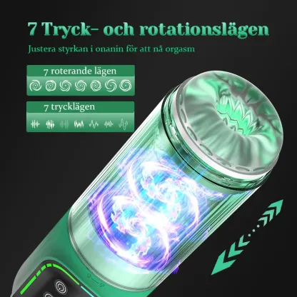 100% Vattentät Blowjob Machine med Sugande, Roternade Stötlägen och Vibrerande Funktion