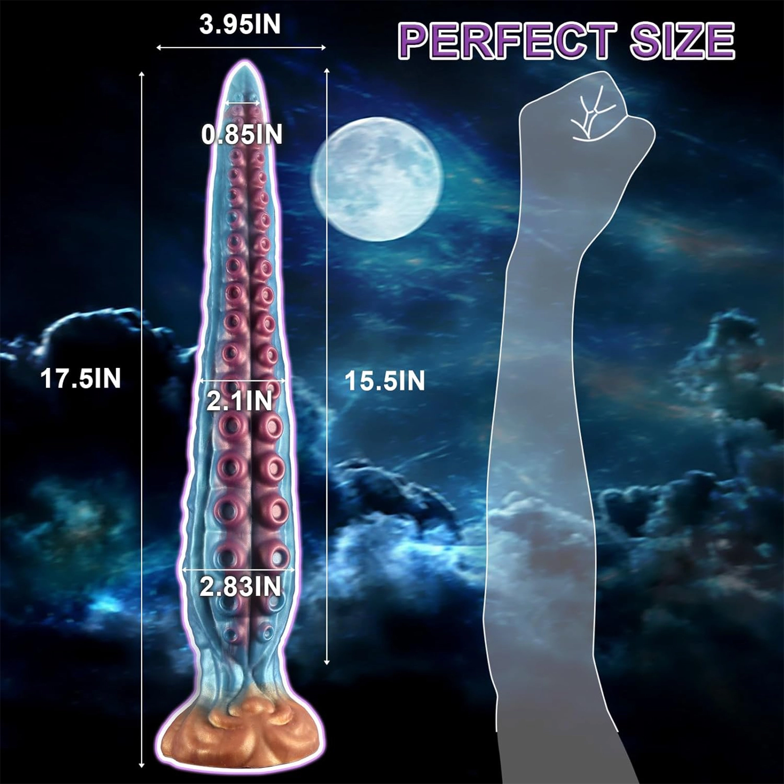Böjd Silikon Octopus Dildo med Sugpropp 44.4cm