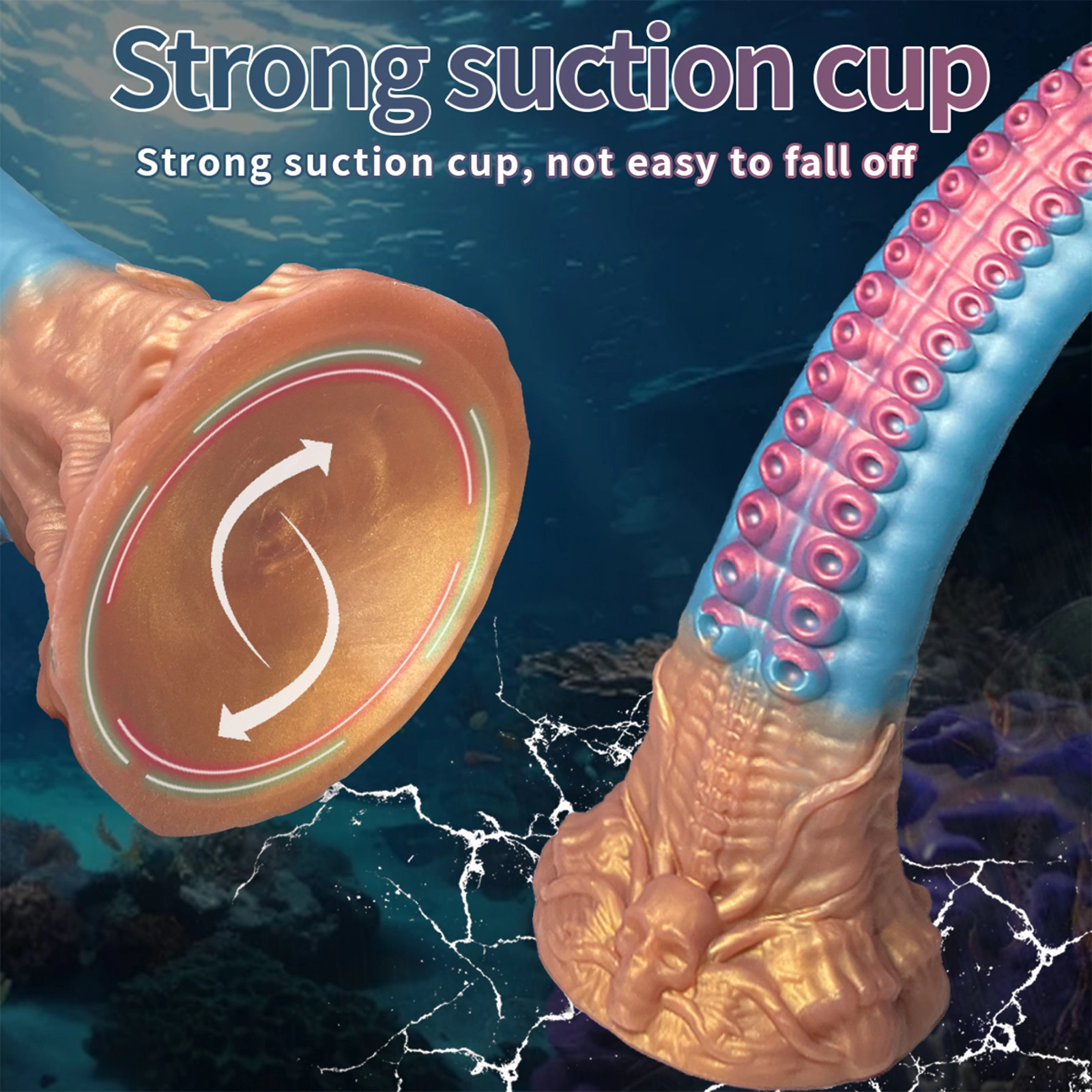 Blå Tentacle Silikon Dildo 47cm