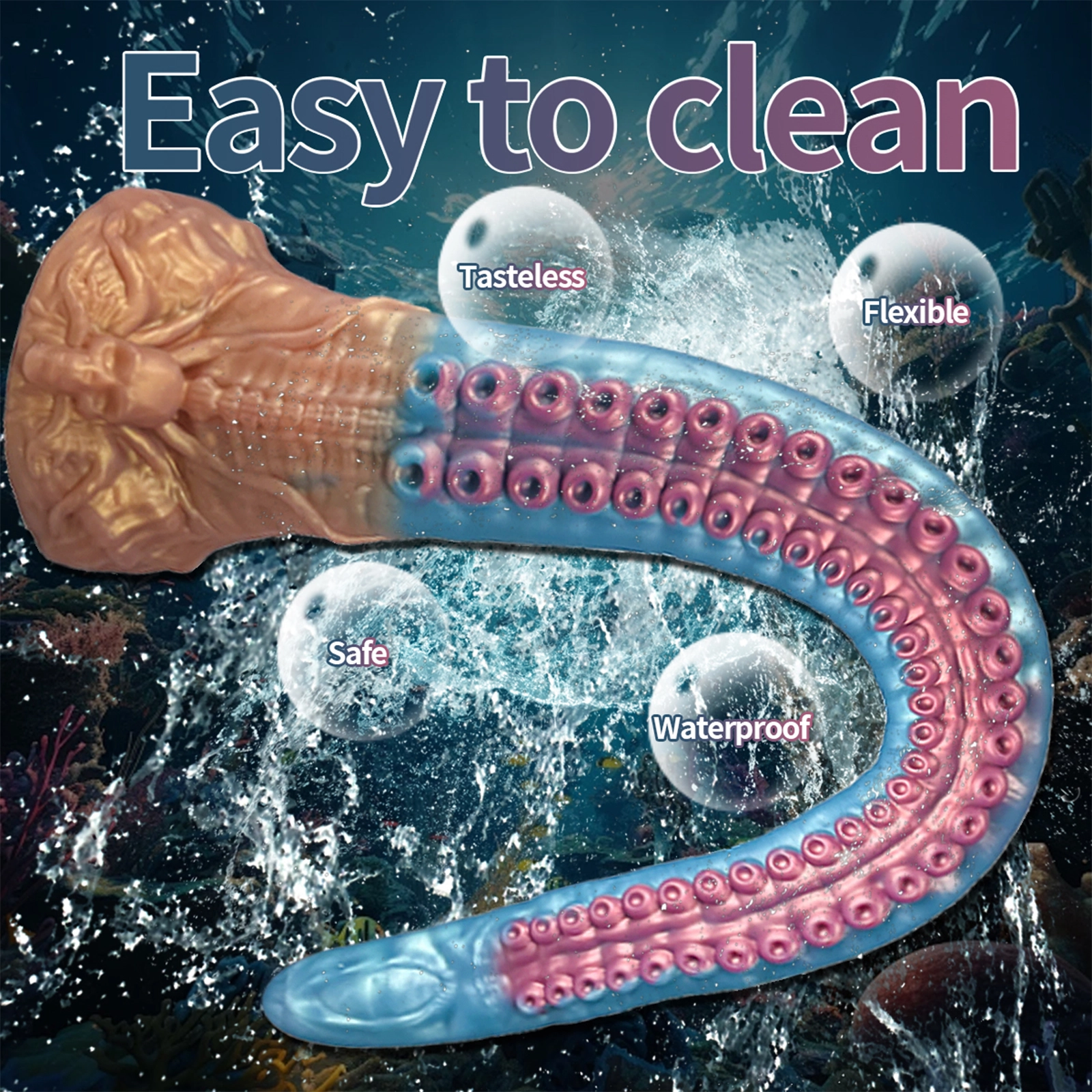 Blå Tentacle Silikon Dildo 47cm