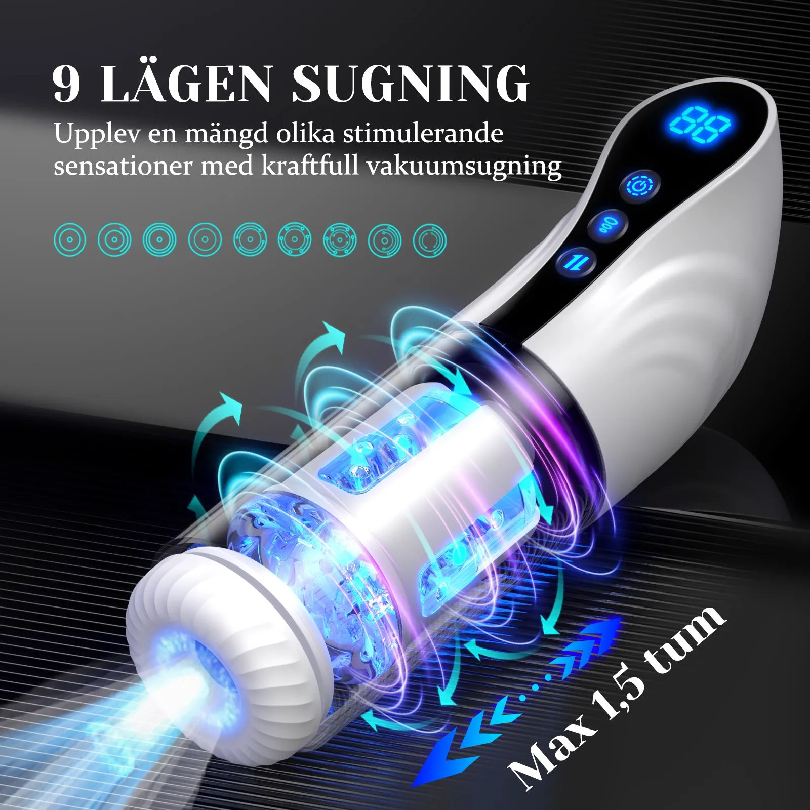 Blowjob Machine med 9 Sugande, Roternande Stötlägen och Djup Penetration