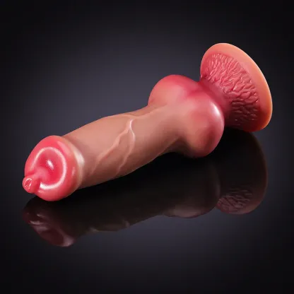 Brun Silikon Big Knot Dog Dildo 27cm