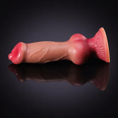 Brun Silikon Big Knot Dog Dildo 27cm