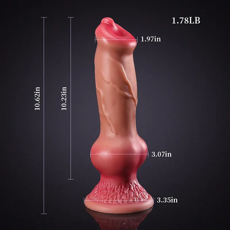 Brun Silikon Big Knot Dog Dildo 27cm