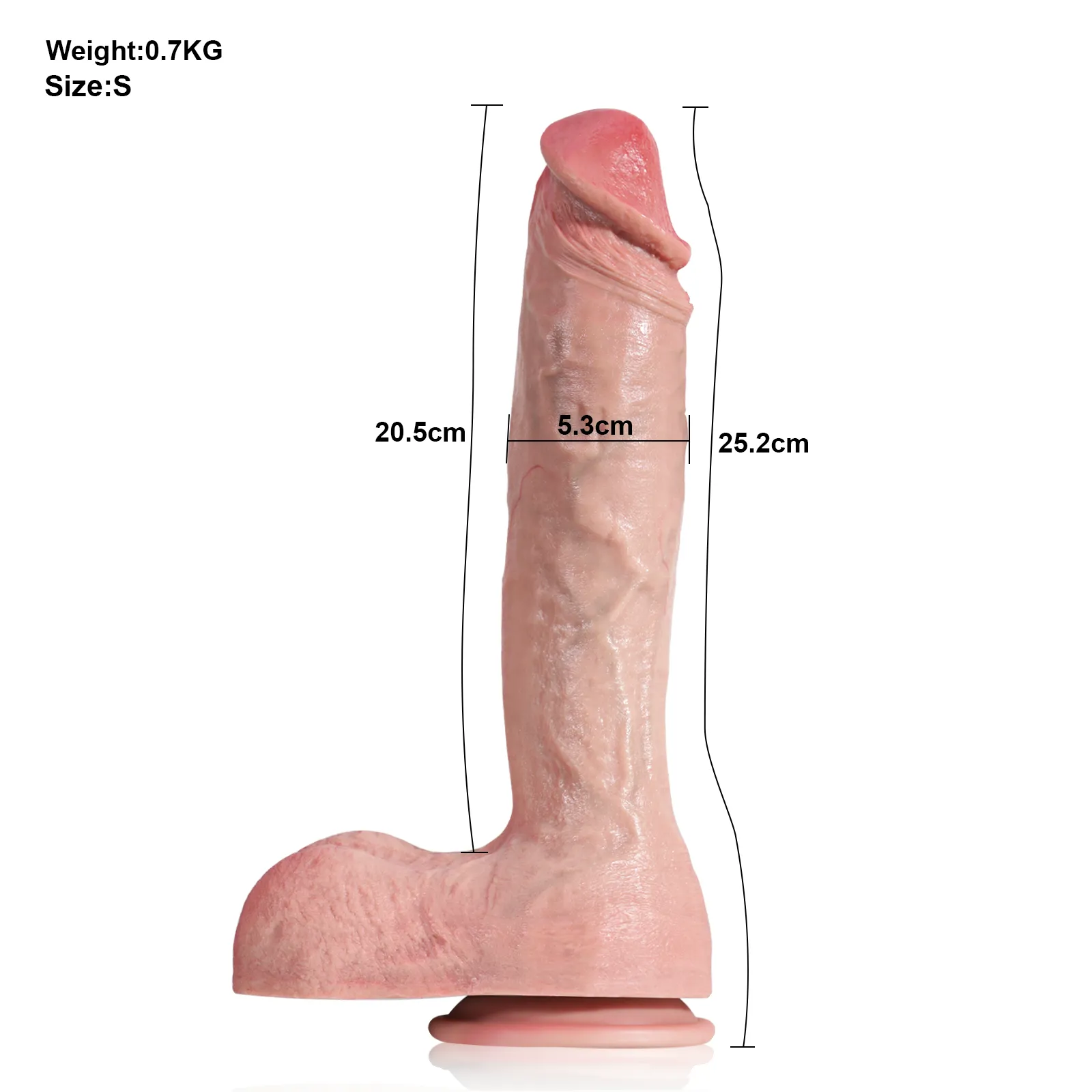 Böjd Realistisk Silikon Dildo med Sugpropp 25.2cm