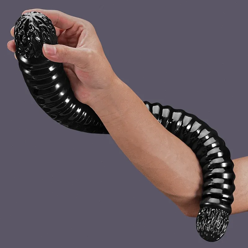 Dubbelpenetration Fållad Ollon Dubbel Dildo 52cm