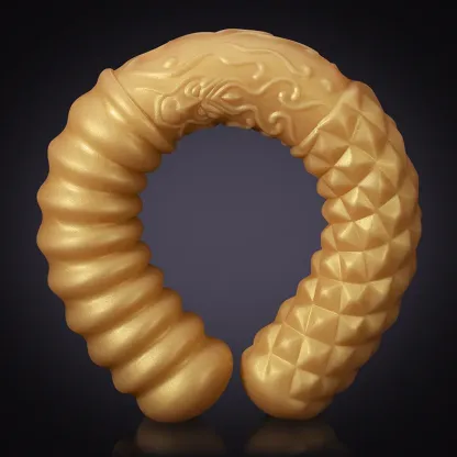 Dubbel dildo i gyllene flytande silikon 46cm